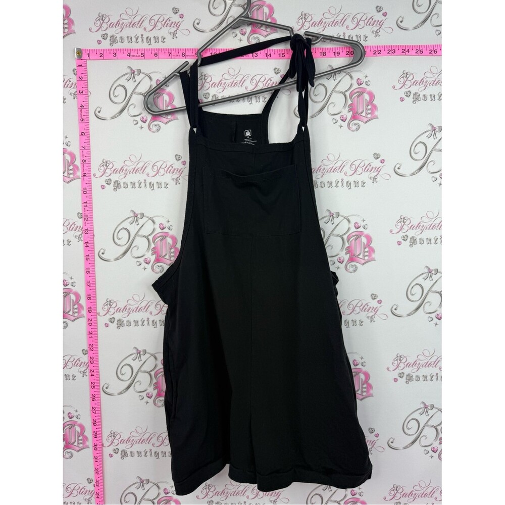 Jumpsuit romper shorts tie up straps Black Tie-Shoulder Overall Dress